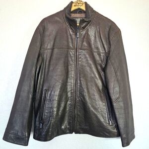 Marc New York Andrew Marc Mens Brown Bomber Leather Jacket. Sz M